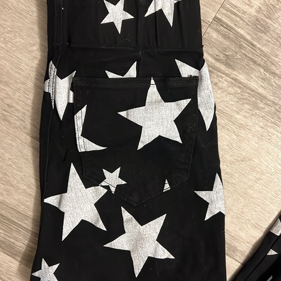 Lucky & Blessed Super Flare Black Star Western Boho Hippie Distressed Jeans Sz.S - Picture 5 of 10